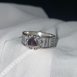 Elegant Sterling Silver Ring with Deep Amethyst Stone